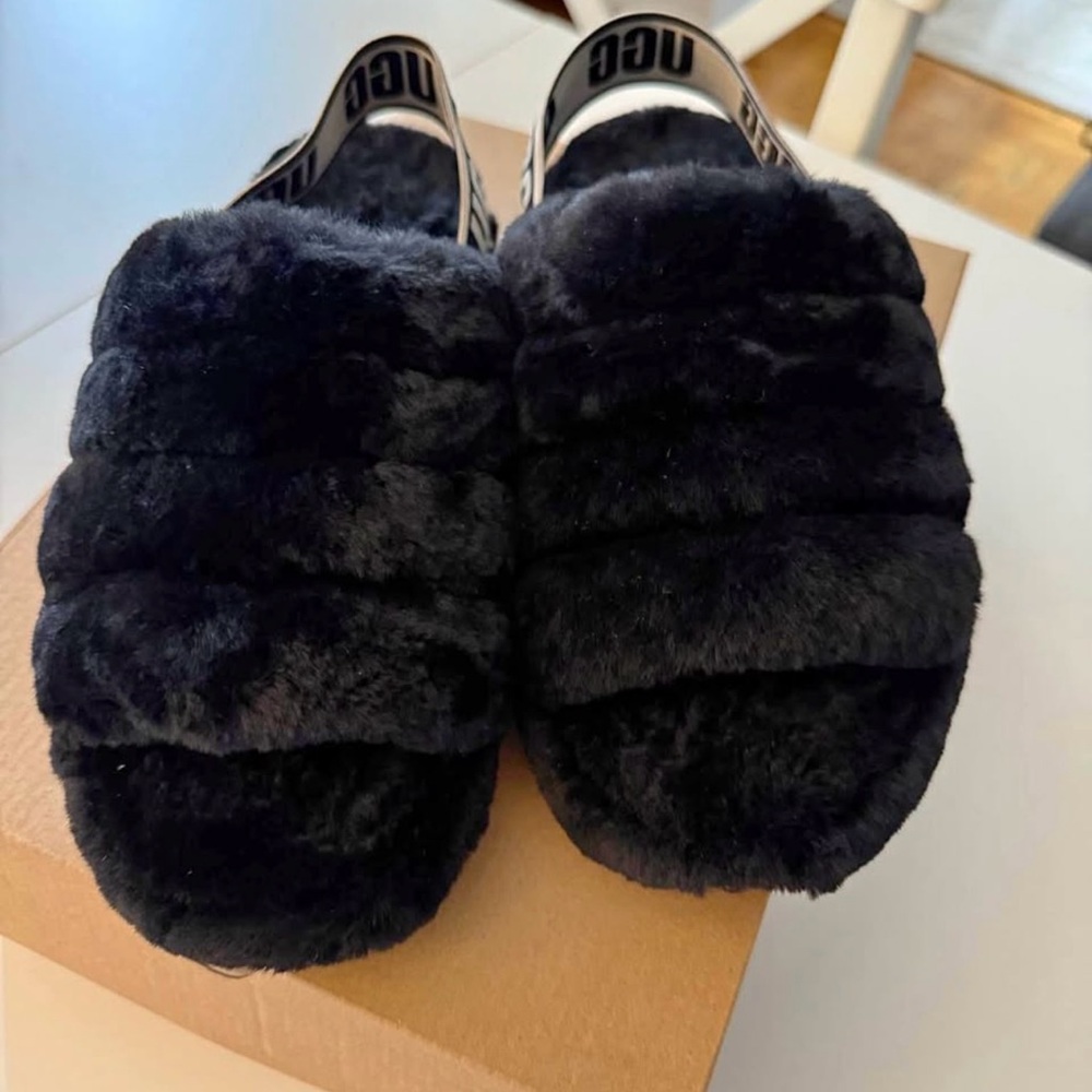 UGG Women's Plush Black Slippers